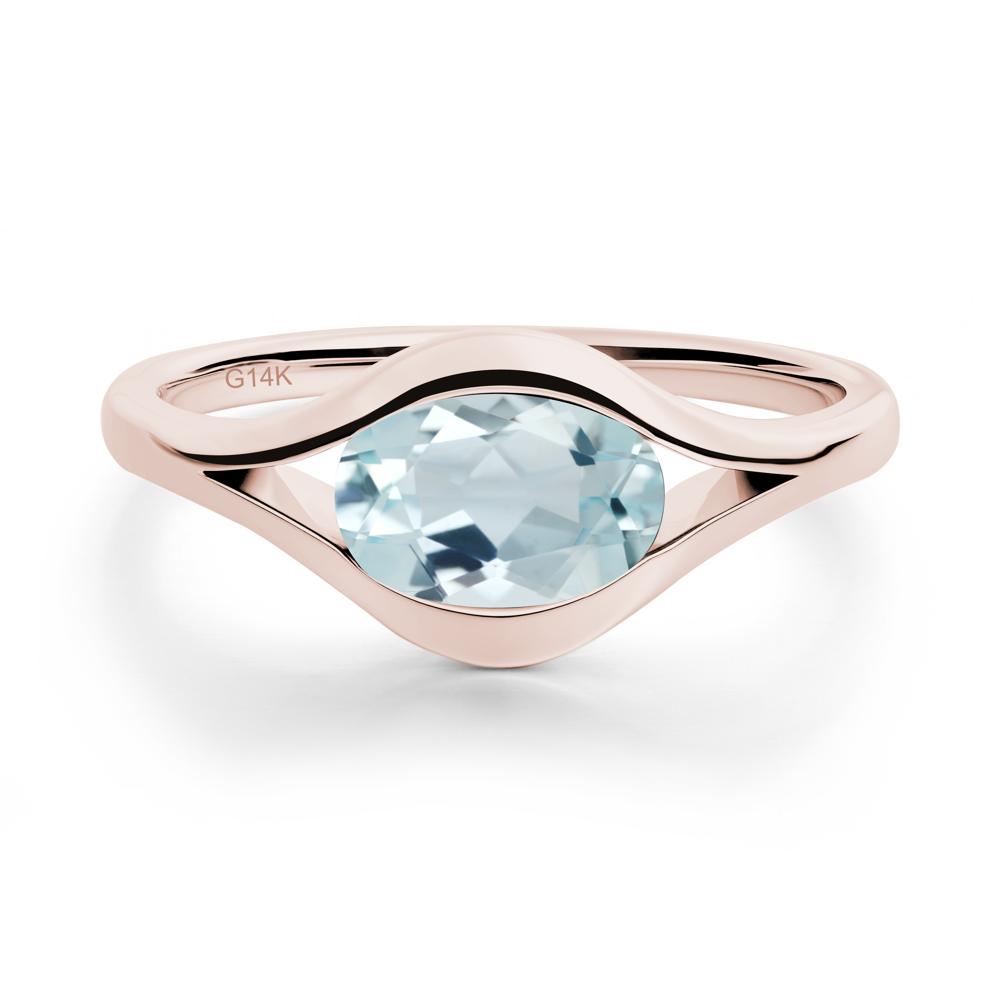 Oval Aquamarine Evil Eye Ring - LUO Jewelry #metal_14k rose gold