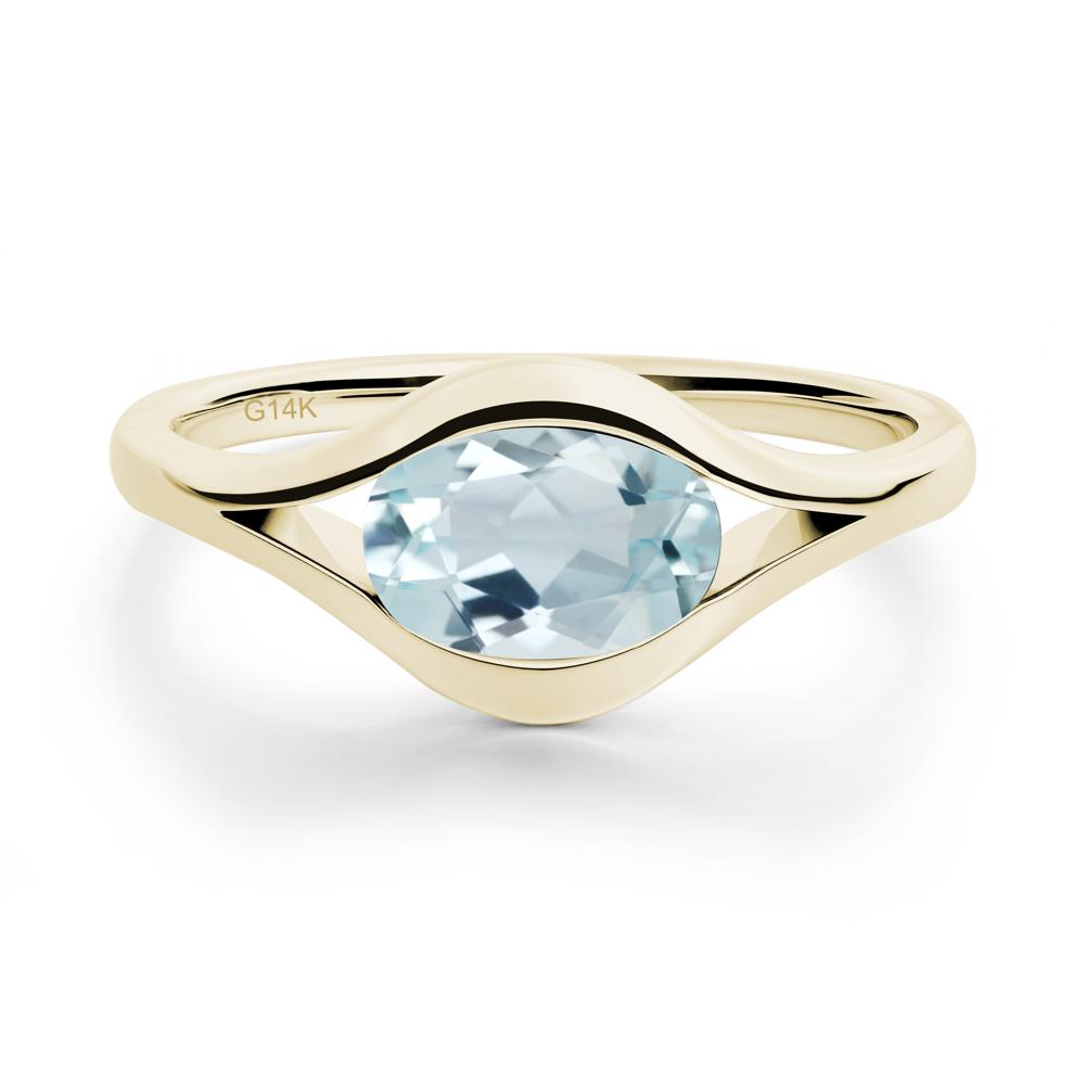 Oval Aquamarine Evil Eye Ring - LUO Jewelry #metal_14k yellow gold