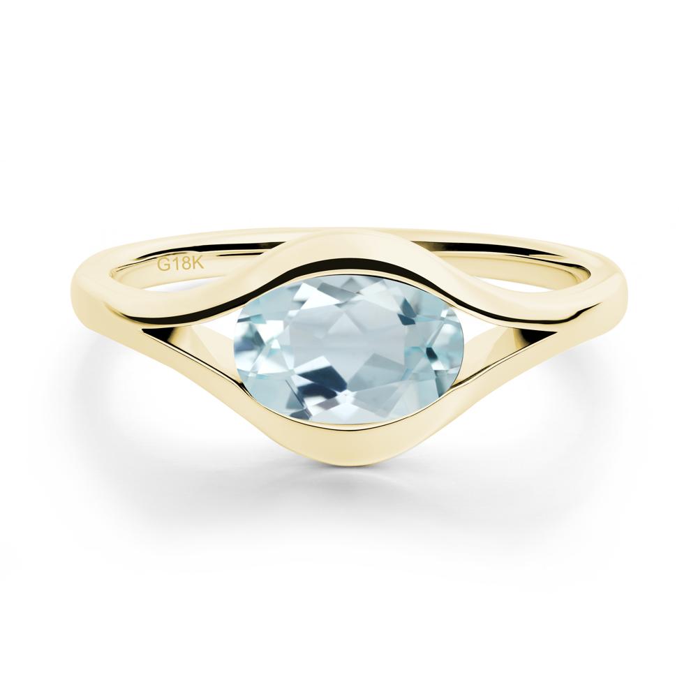 Oval Aquamarine Evil Eye Ring - LUO Jewelry #metal_18k yellow gold