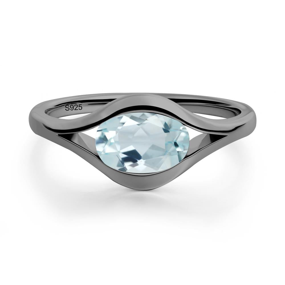 Oval Aquamarine Evil Eye Ring - LUO Jewelry #metal_black finish sterling silver