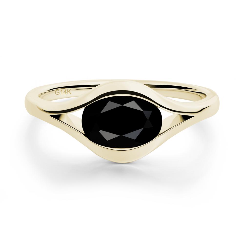 Oval Black Spinel Evil Eye Ring - LUO Jewelry #metal_14k yellow gold