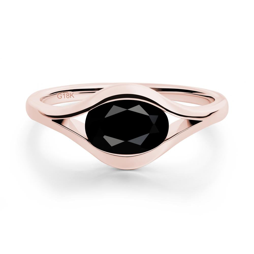 Oval Black Spinel Evil Eye Ring - LUO Jewelry #metal_18k rose gold