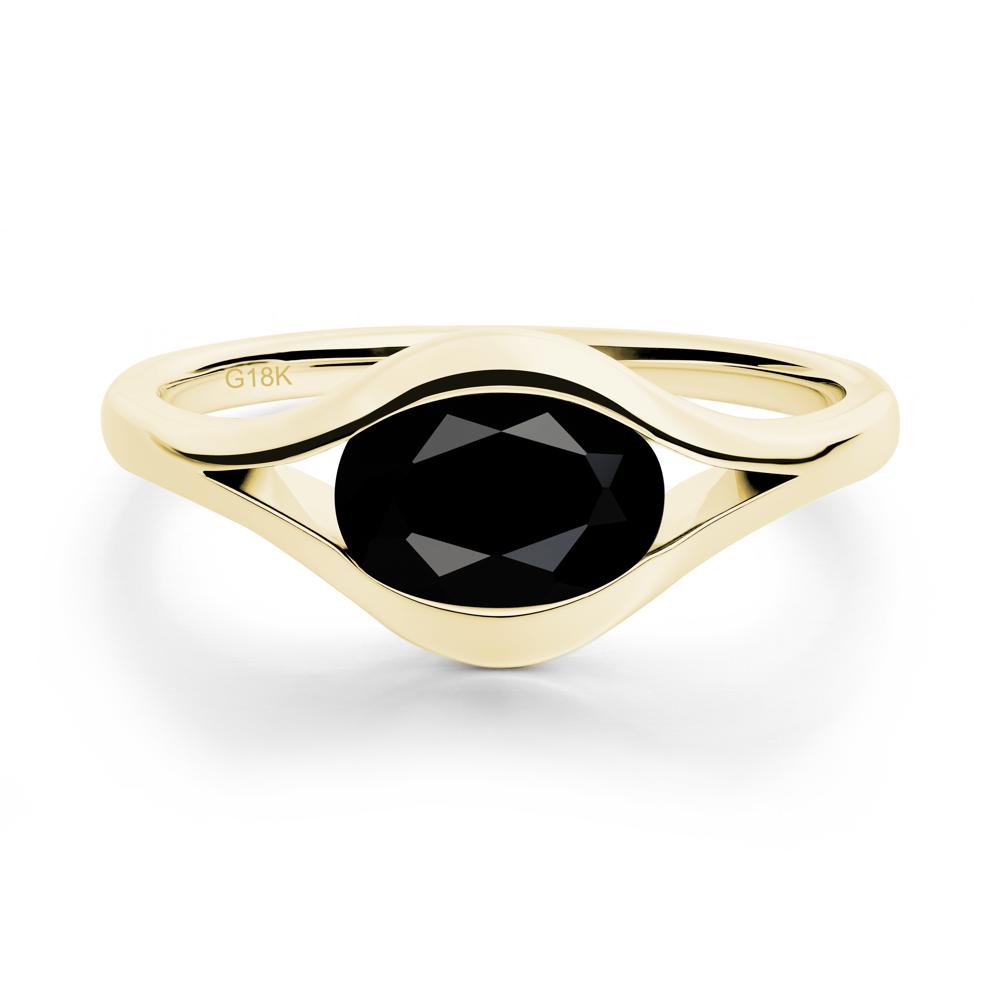 Oval Black Spinel Evil Eye Ring - LUO Jewelry #metal_18k yellow gold