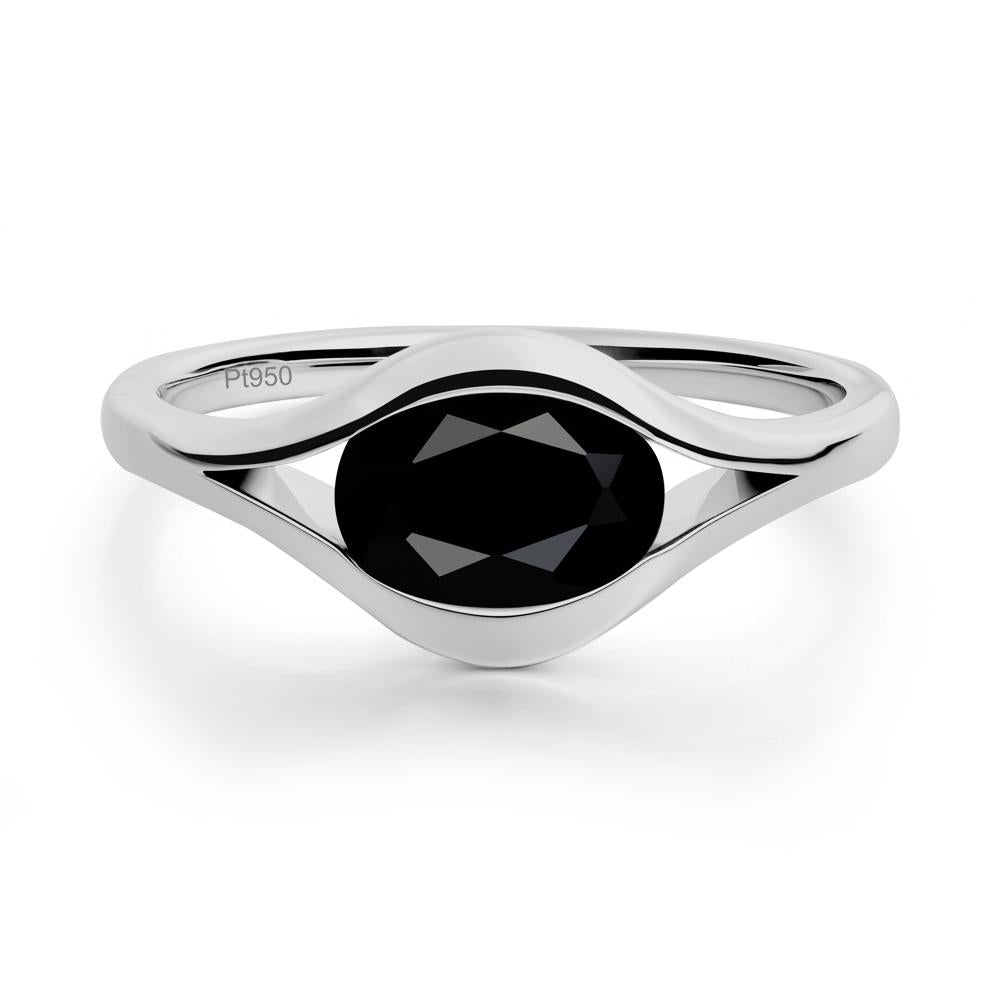 Oval Black Spinel Evil Eye Ring - LUO Jewelry #metal_platinum