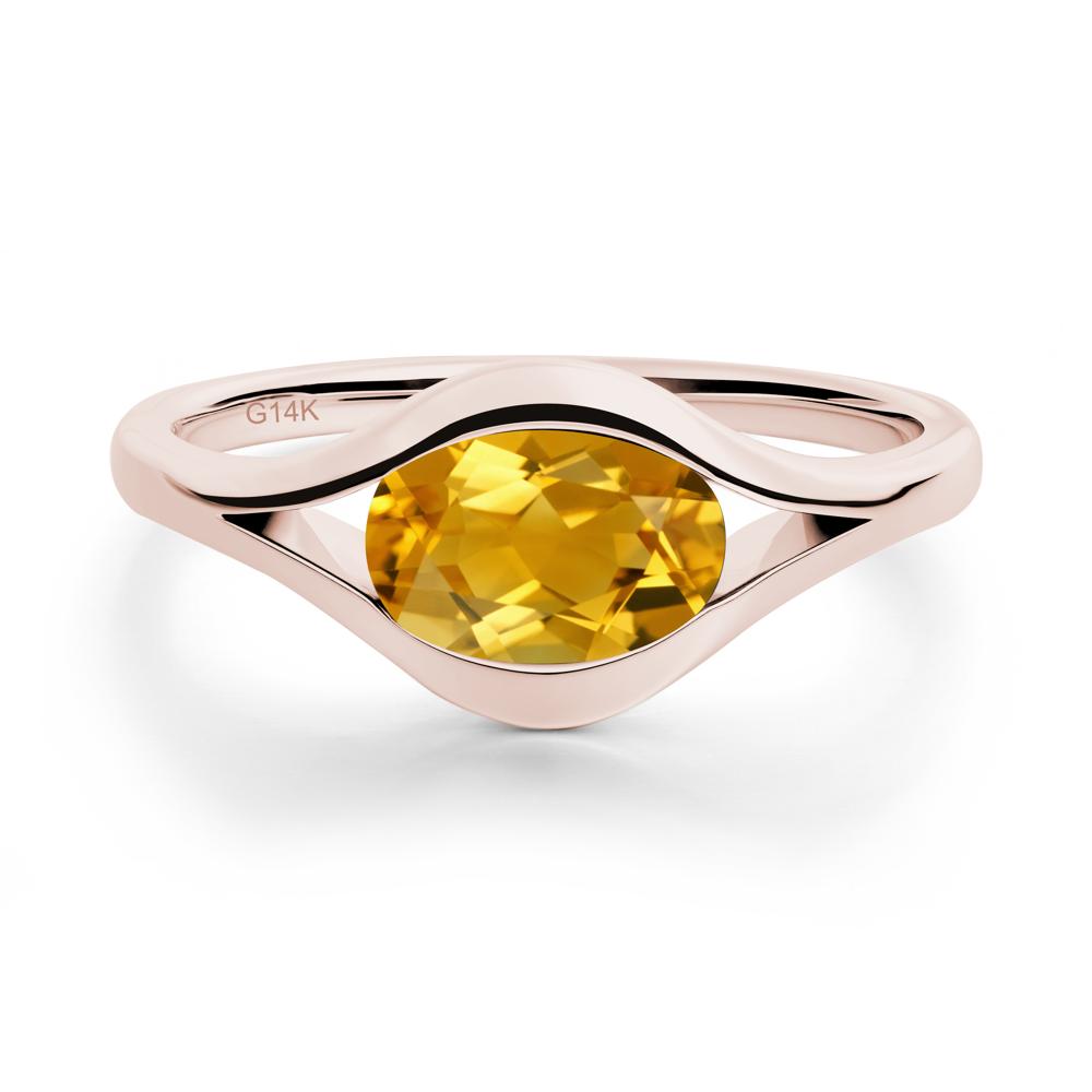 Oval Citrine Evil Eye Ring - LUO Jewelry #metal_14k rose gold