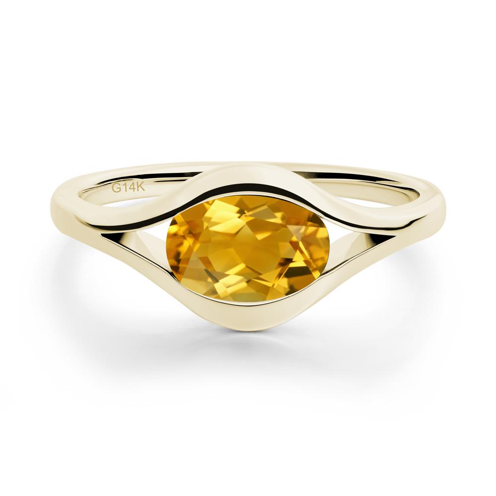 Oval Citrine Evil Eye Ring - LUO Jewelry #metal_14k yellow gold