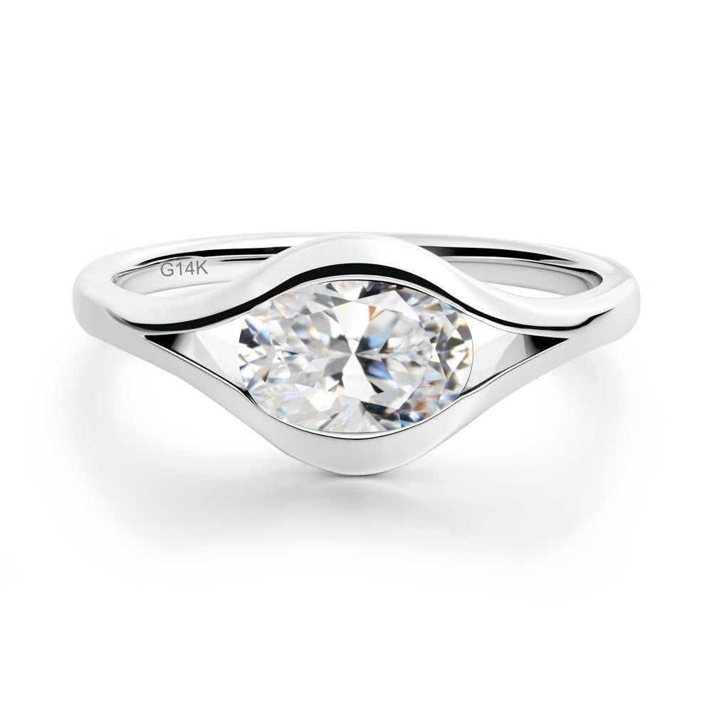 Oval Cubic Zirconia Evil Eye Ring - LUO Jewelry #metal_14k white gold