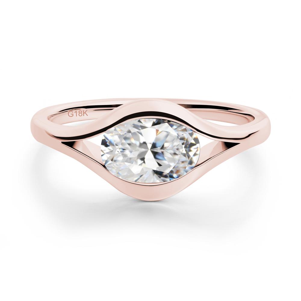 Oval Cubic Zirconia Evil Eye Ring - LUO Jewelry #metal_18k rose gold