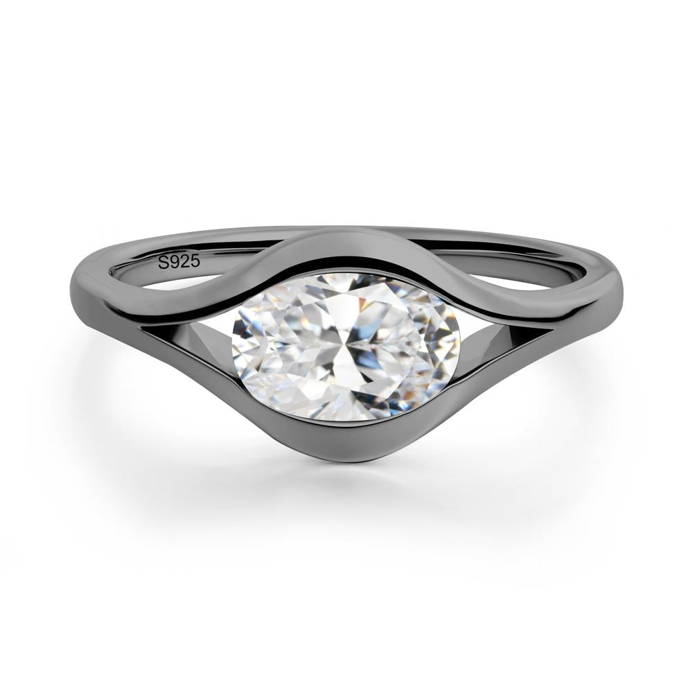 Oval Cubic Zirconia Evil Eye Ring - LUO Jewelry #metal_black finish sterling silver