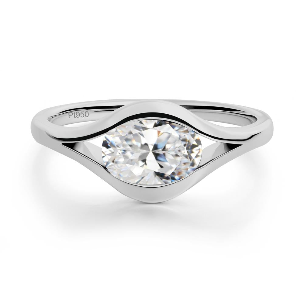 Oval Cubic Zirconia Evil Eye Ring - LUO Jewelry #metal_platinum