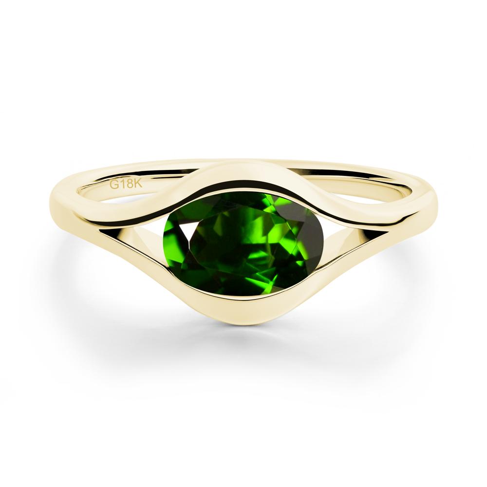 Minimalist Bezel Set Diopside Ring - LUO Jewelry #metal_18k yellow gold