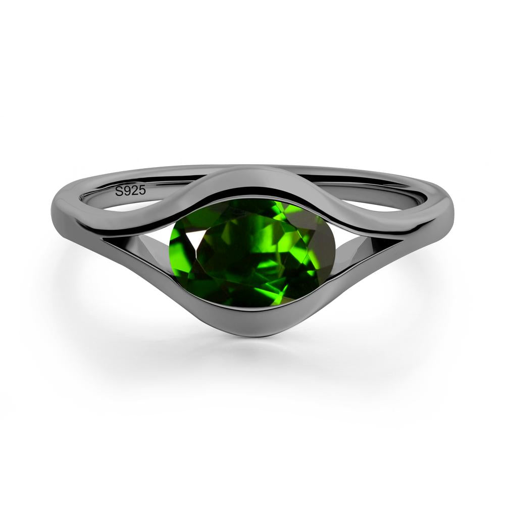 Minimalist Bezel Set Diopside Ring - LUO Jewelry #metal_black finish sterling silver