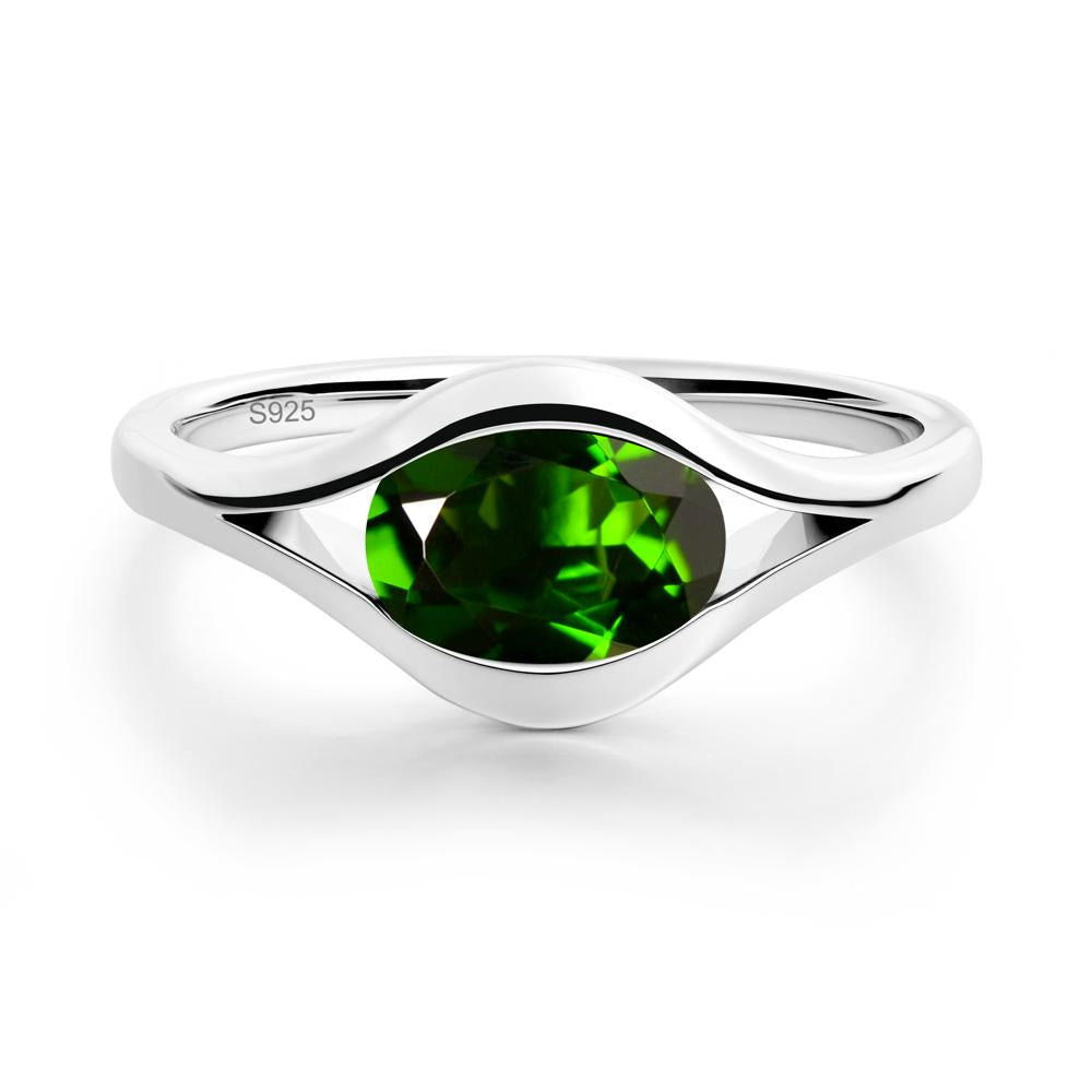 Minimalist Bezel Set Diopside Ring - LUO Jewelry #metal_sterling silver