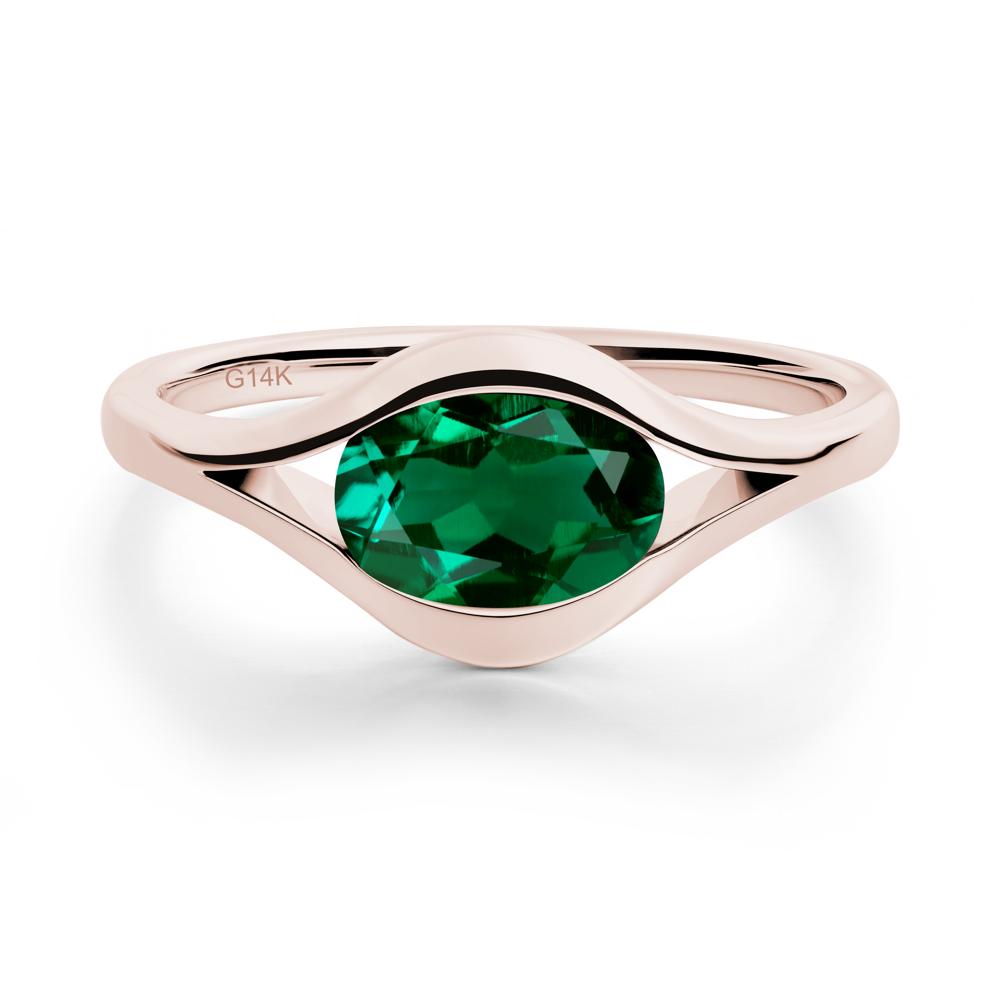 Minimalist Bezel Set Emerald Ring - LUO Jewelry #metal_14k rose gold