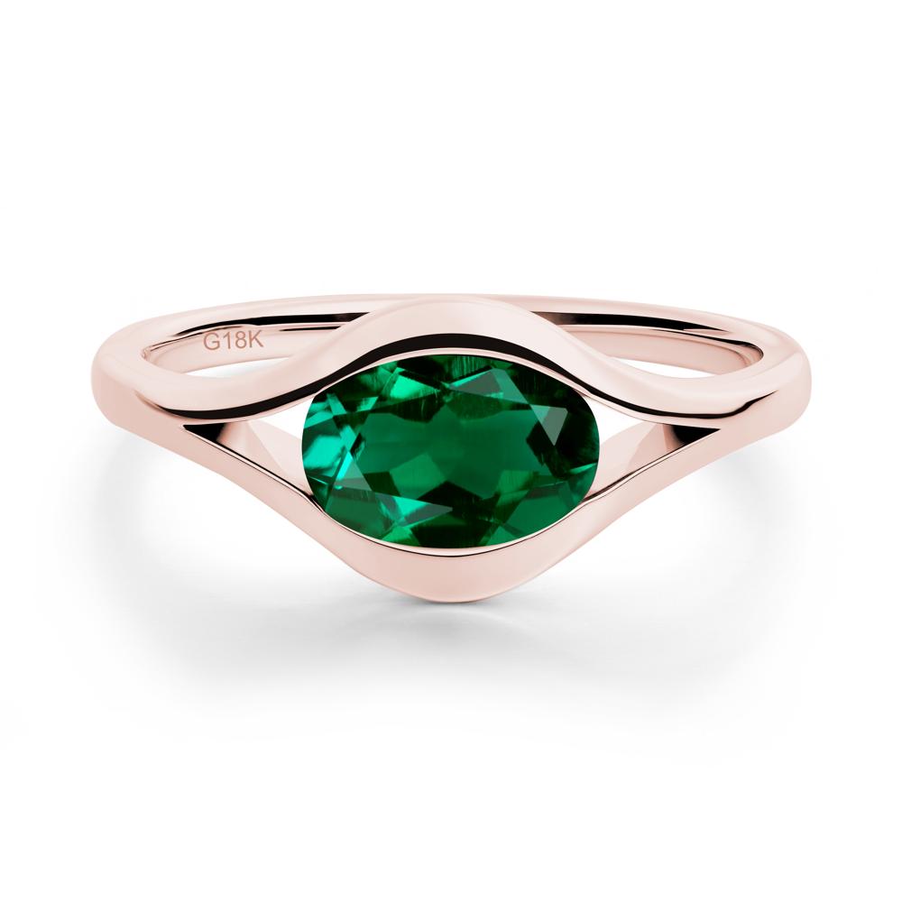 Minimalist Bezel Set Emerald Ring - LUO Jewelry #metal_18k rose gold