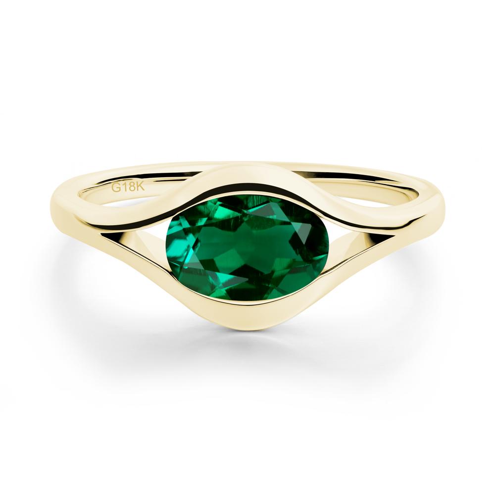 Minimalist Bezel Set Emerald Ring - LUO Jewelry #metal_18k yellow gold