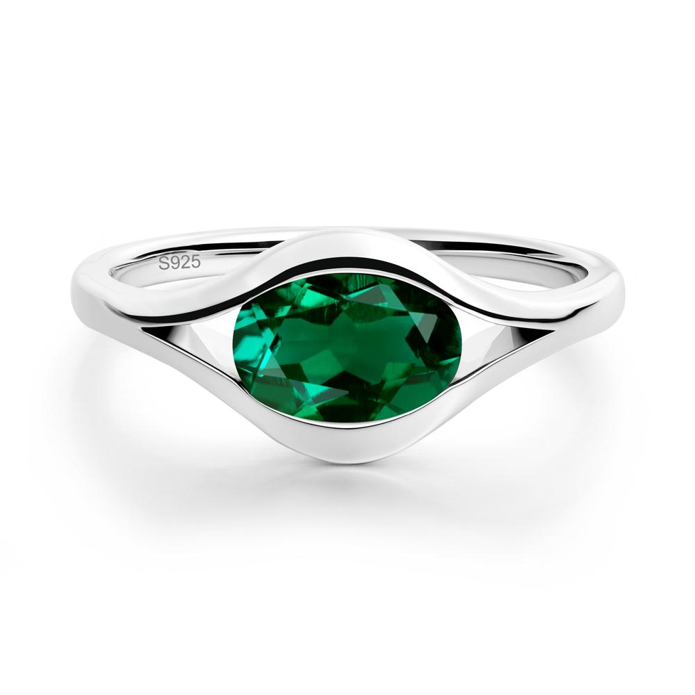 Minimalist Bezel Set Emerald Ring - LUO Jewelry #metal_sterling silver