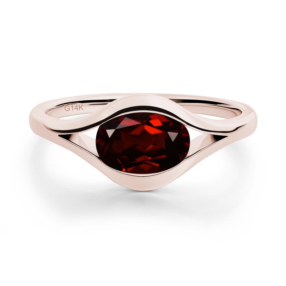 Oval Garnet Evil Eye Ring - LUO Jewelry #metal_14k rose gold