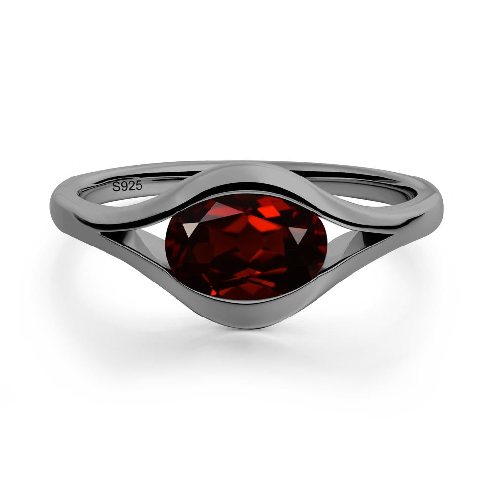 Oval Garnet Evil Eye Ring - LUO Jewelry #metal_black finish sterling silver