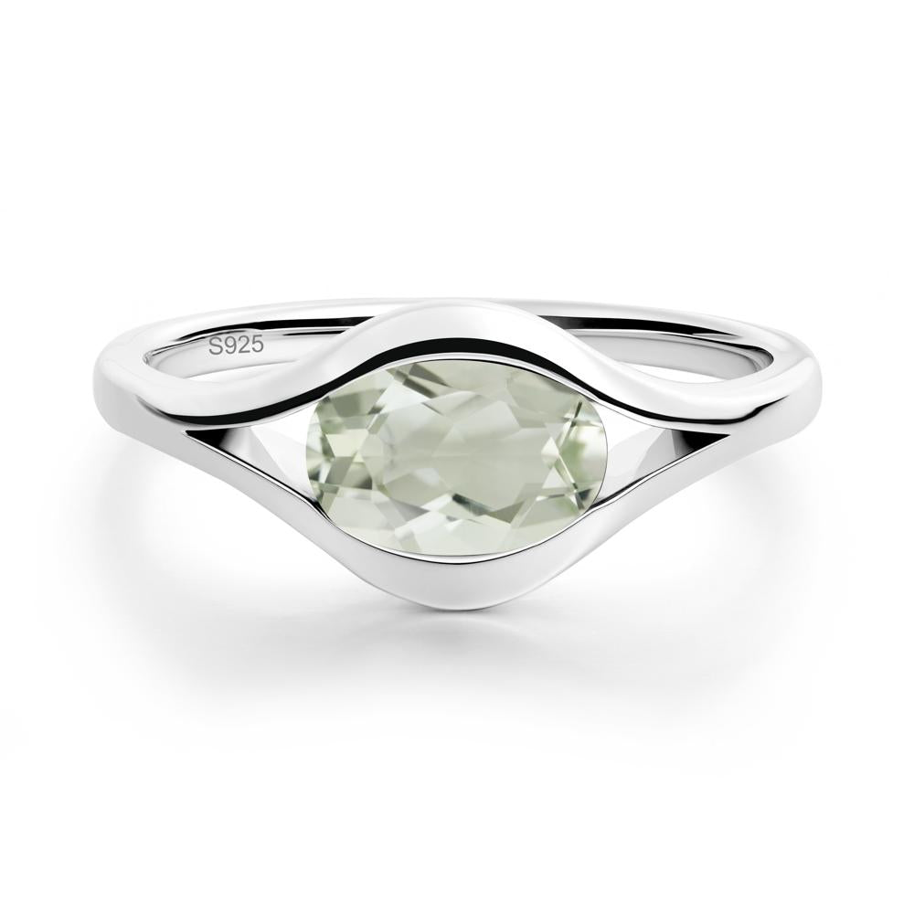 Oval Green Amethyst Evil Eye Ring - LUO Jewelry #metal_sterling silver