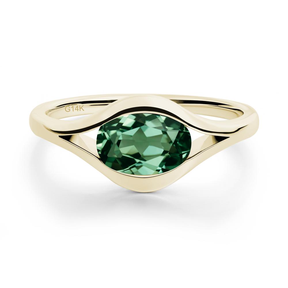 Minimalist Bezel Set Green Sapphire Ring - LUO Jewelry #metal_14k yellow gold