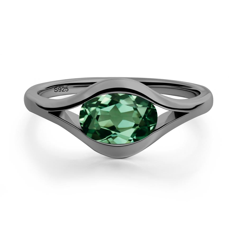Minimalist Bezel Set Green Sapphire Ring - LUO Jewelry #metal_black finish sterling silver