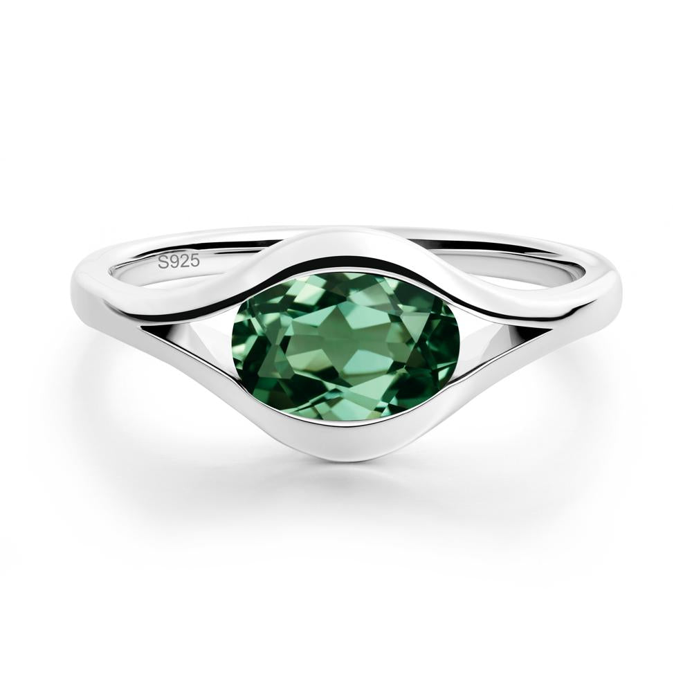 Minimalist Bezel Set Green Sapphire Ring - LUO Jewelry #metal_sterling silver