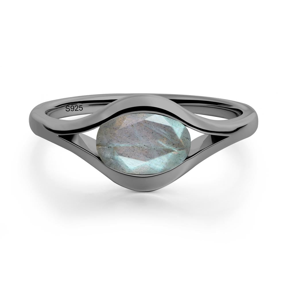 Oval Labradorite Evil Eye Ring - LUO Jewelry #metal_black finish sterling silver