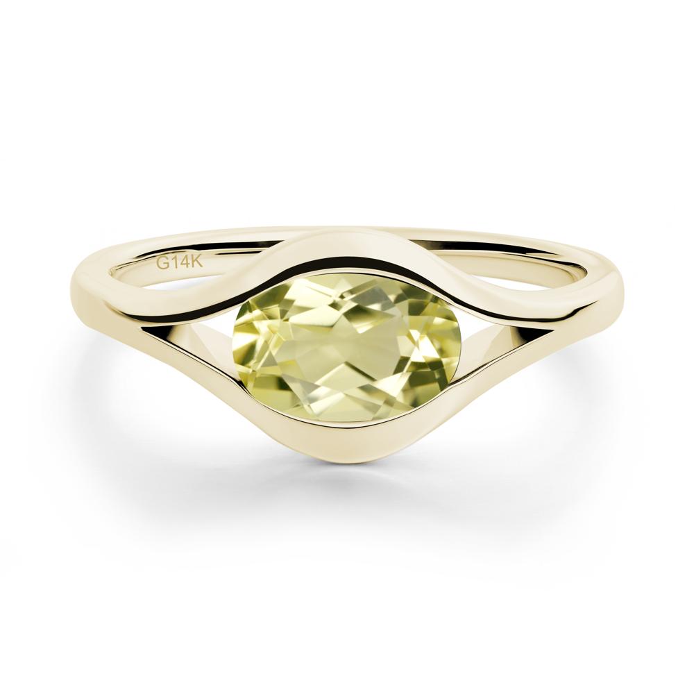 Minimalist Bezel Set Lemon Quartz Ring - LUO Jewelry #metal_14k yellow gold