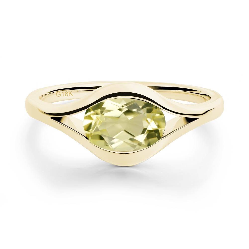 Minimalist Bezel Set Lemon Quartz Ring - LUO Jewelry #metal_18k yellow gold
