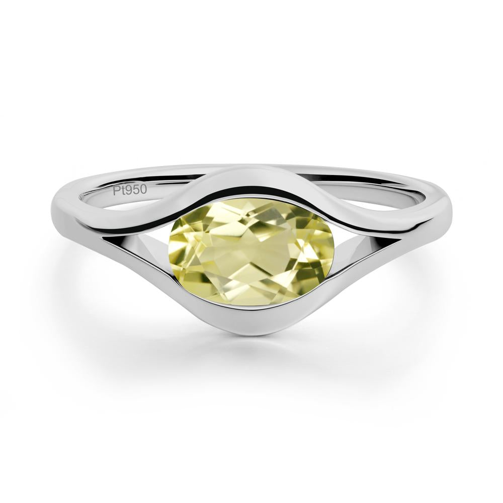 Minimalist Bezel Set Lemon Quartz Ring - LUO Jewelry #metal_platinum