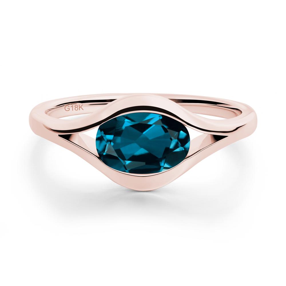 Oval London Blue Topaz Evil Eye Ring - LUO Jewelry #metal_18k rose gold