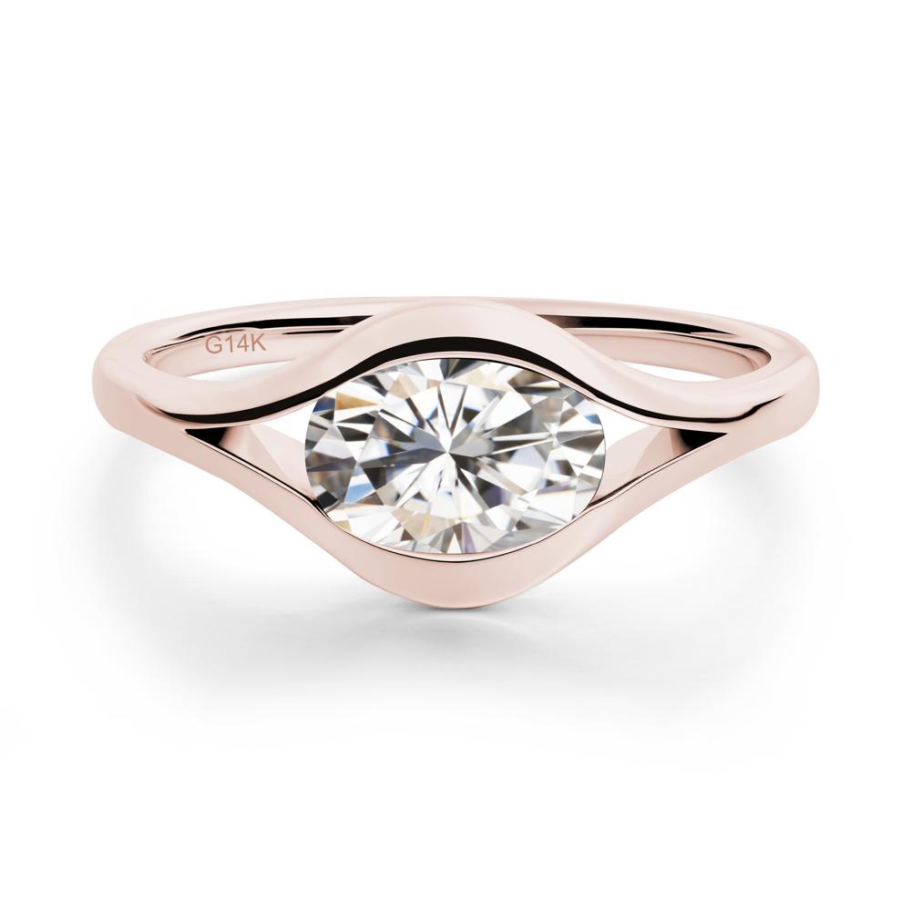 Minimalist Bezel Set Moissanite Ring - LUO Jewelry #metal_14k rose gold
