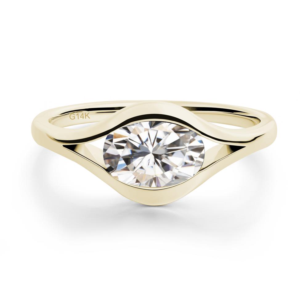 Minimalist Bezel Set Moissanite Ring - LUO Jewelry #metal_14k yellow gold