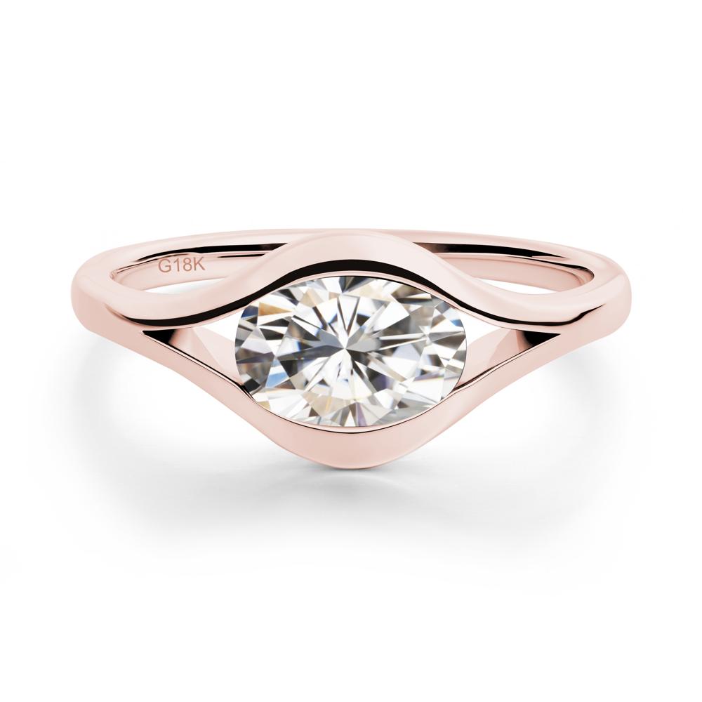 Minimalist Bezel Set Moissanite Ring - LUO Jewelry #metal_18k rose gold