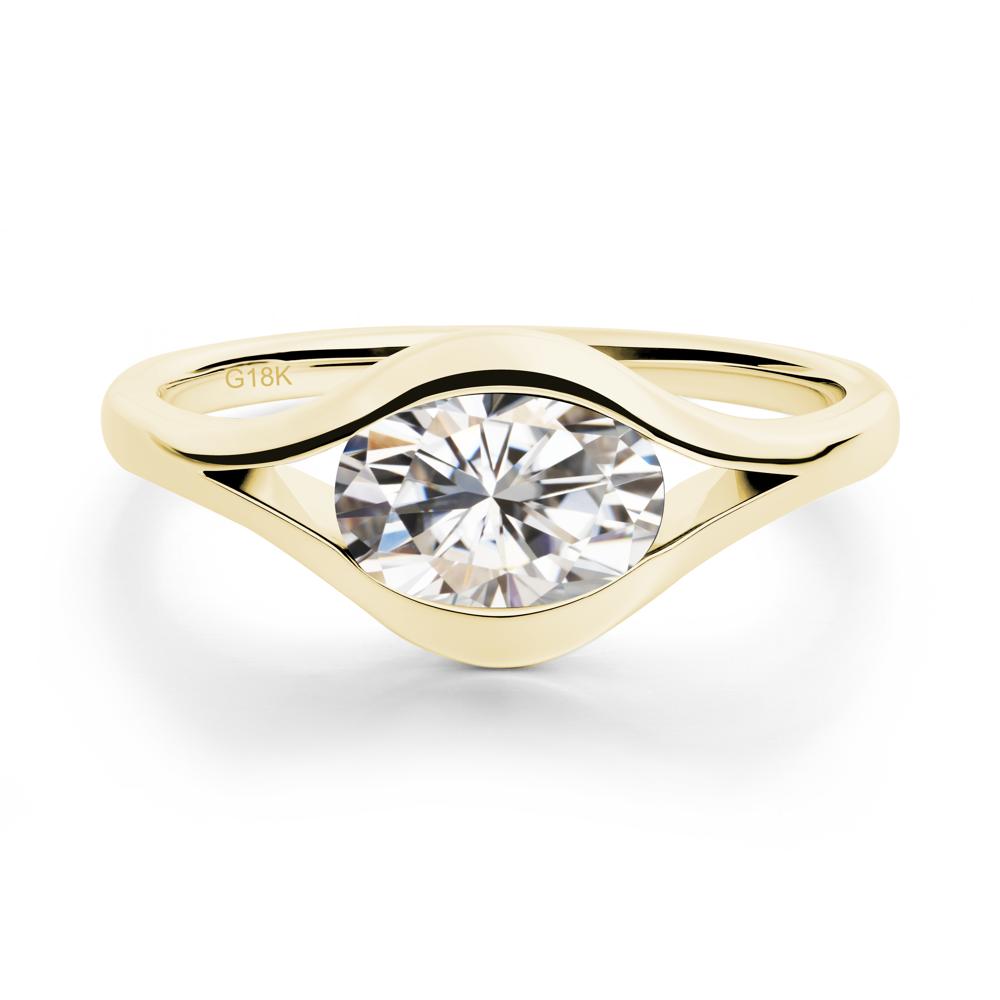 Minimalist Bezel Set Moissanite Ring - LUO Jewelry #metal_18k yellow gold