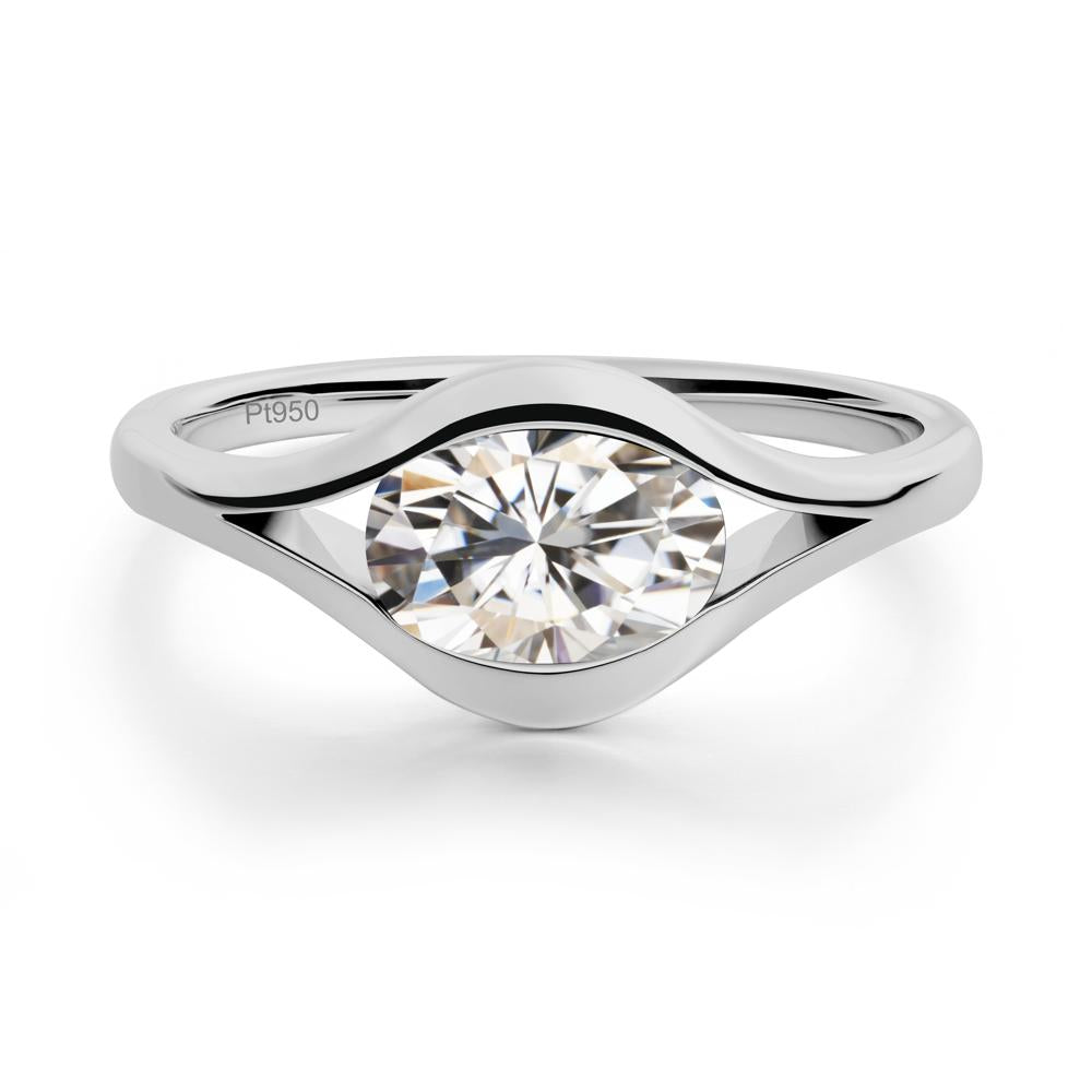 Minimalist Bezel Set Moissanite Ring - LUO Jewelry #metal_platinum