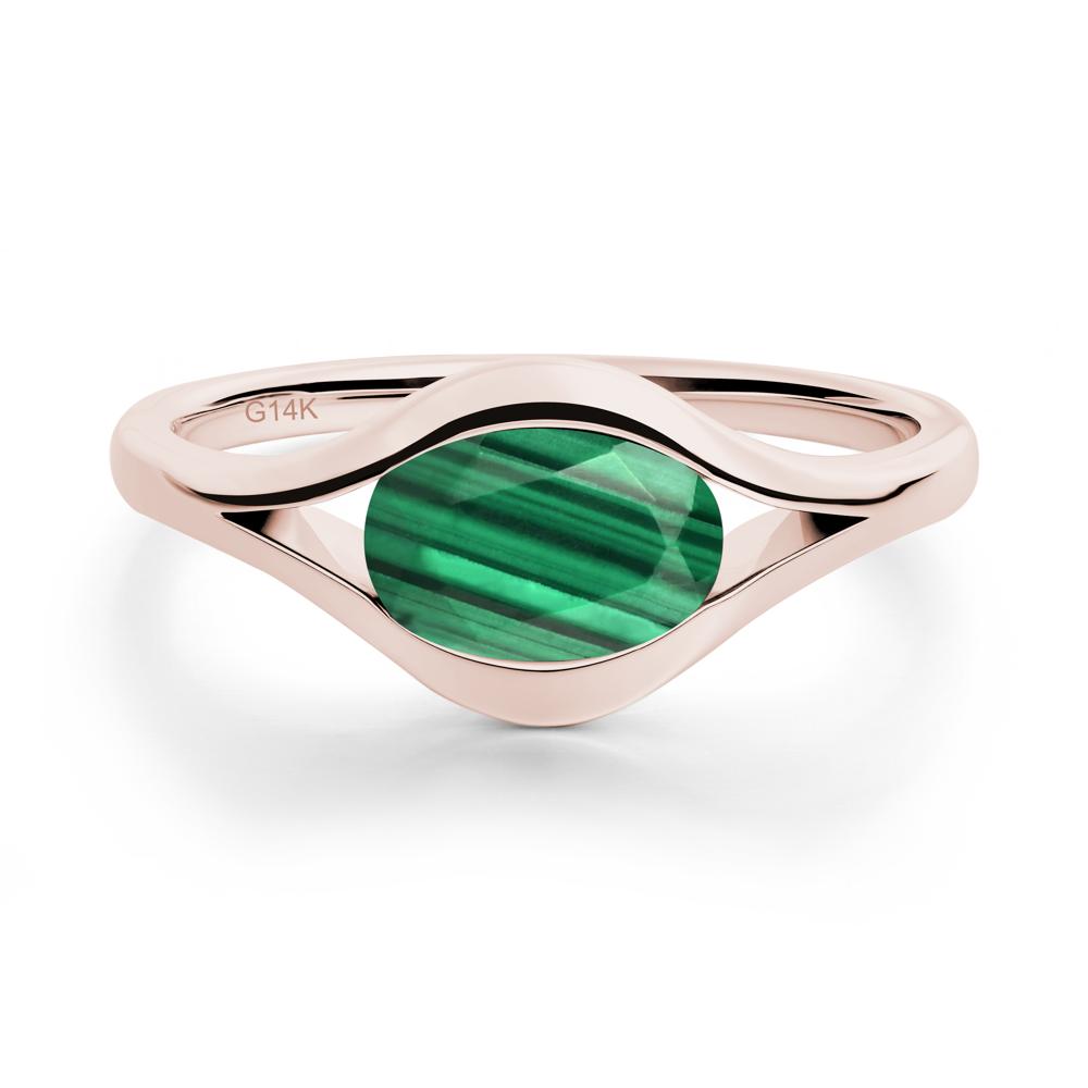 Oval Malachite Evil Eye Ring - LUO Jewelry #metal_14k rose gold