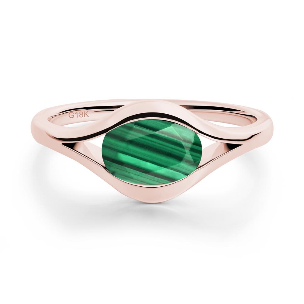Oval Malachite Evil Eye Ring - LUO Jewelry #metal_18k rose gold