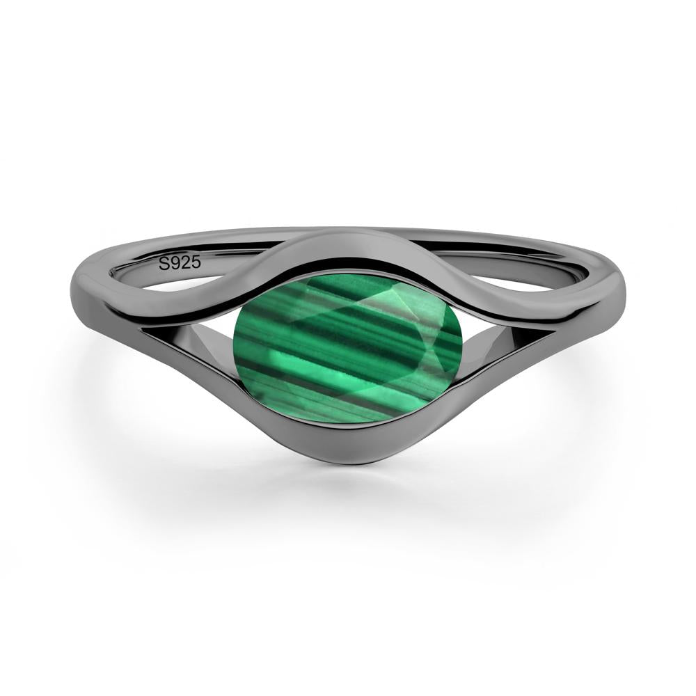 Oval Malachite Evil Eye Ring - LUO Jewelry #metal_black finish sterling silver