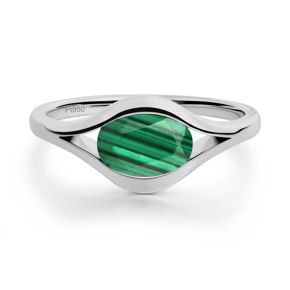 Oval Malachite Evil Eye Ring - LUO Jewelry #metal_platinum