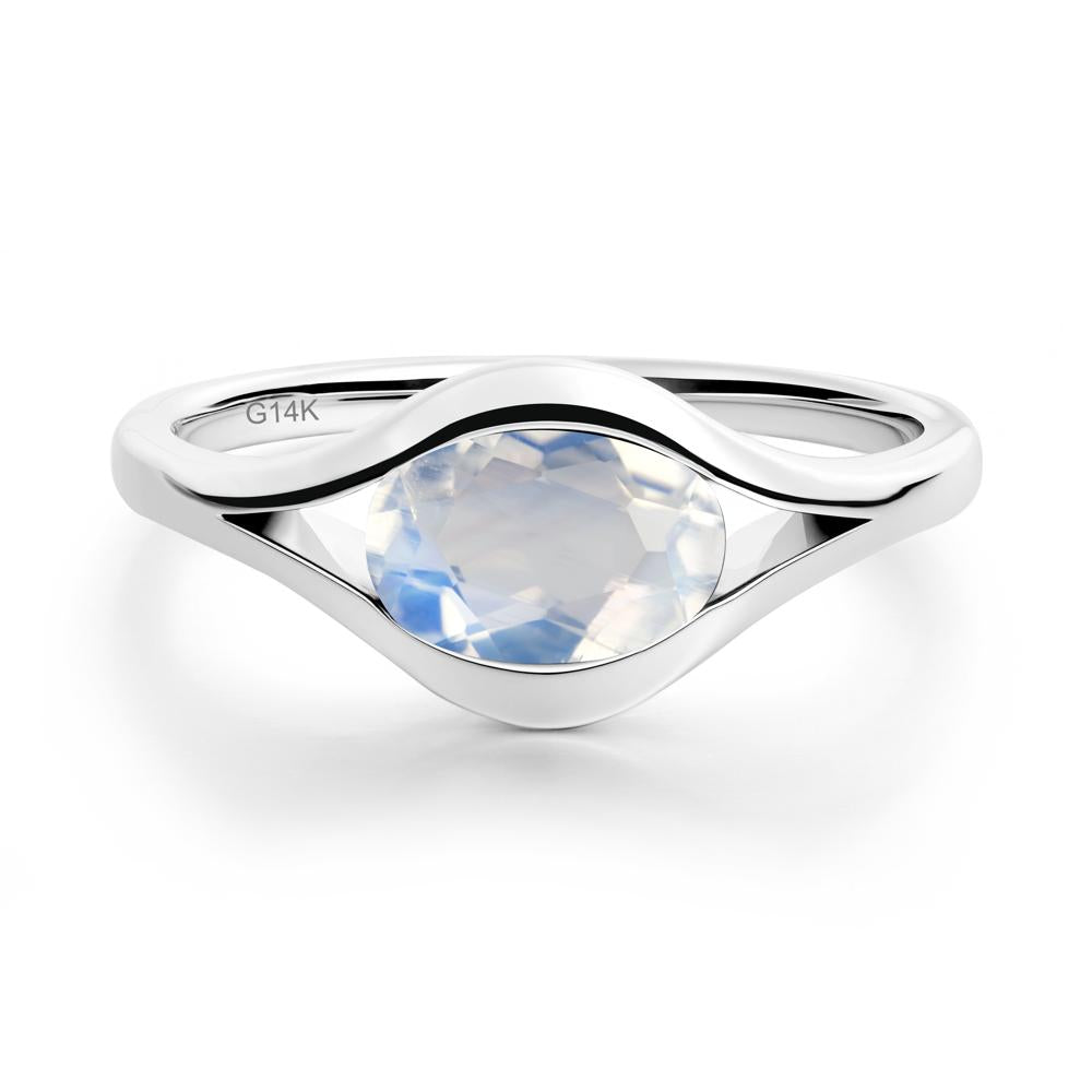 Oval Moonstone Evil Eye Ring - LUO Jewelry #metal_14k white gold