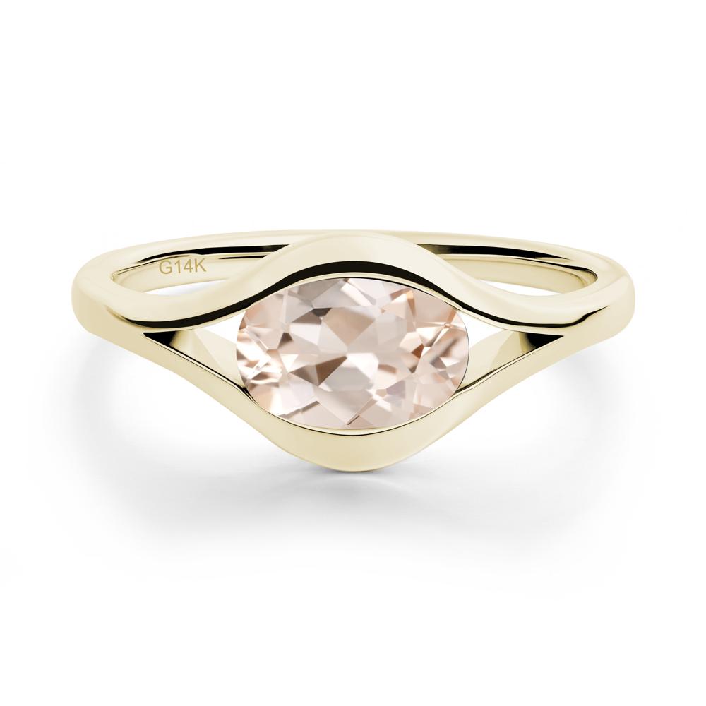 Minimalist Bezel Set Morganite Ring - LUO Jewelry #metal_14k yellow gold
