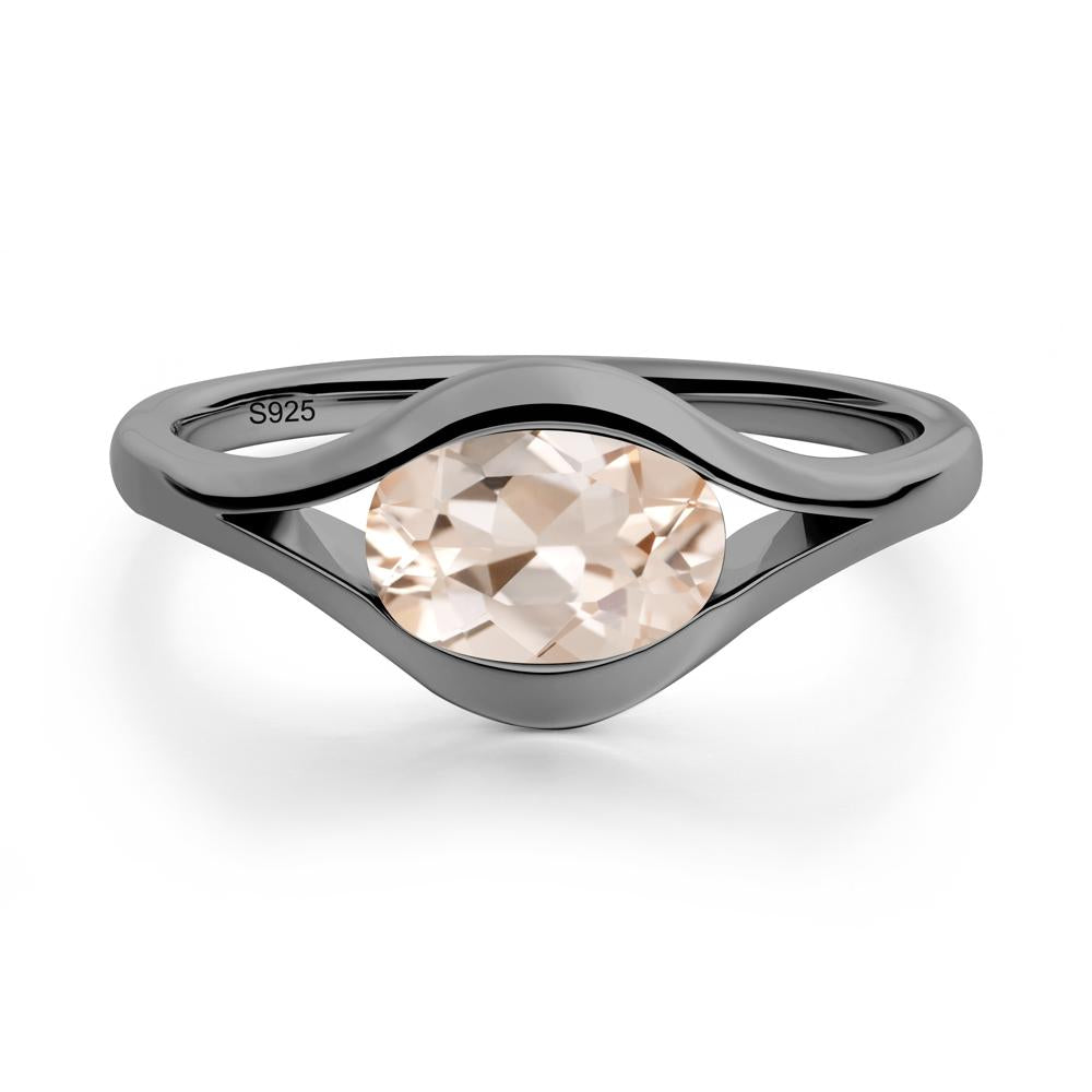 Minimalist Bezel Set Morganite Ring - LUO Jewelry #metal_black finish sterling silver