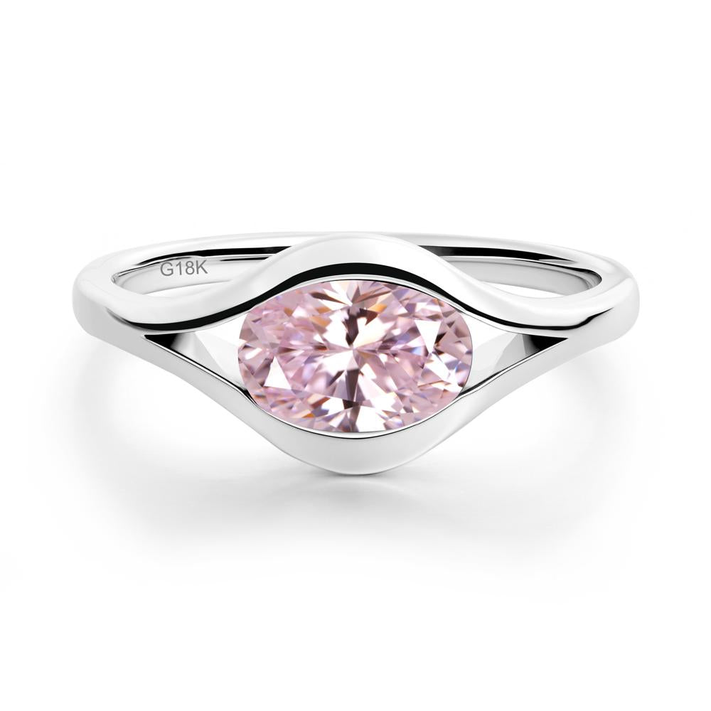 Oval Pink Cubic Zirconia Evil Eye Ring - LUO Jewelry #metal_18k white gold