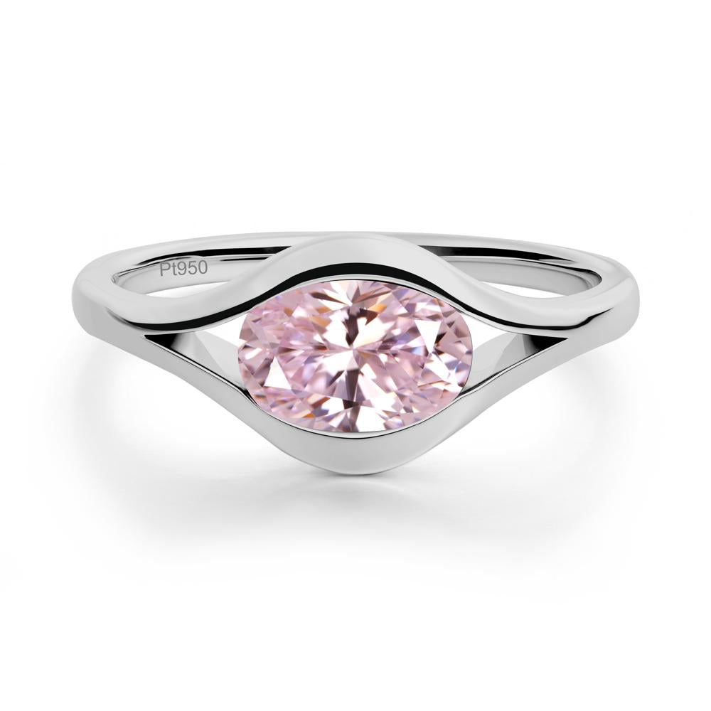 Oval Pink Cubic Zirconia Evil Eye Ring - LUO Jewelry #metal_platinum