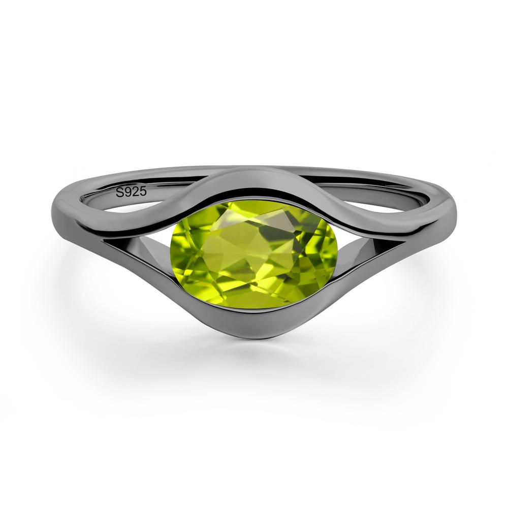 Oval Peridot Evil Eye Ring - LUO Jewelry #metal_black finish sterling silver