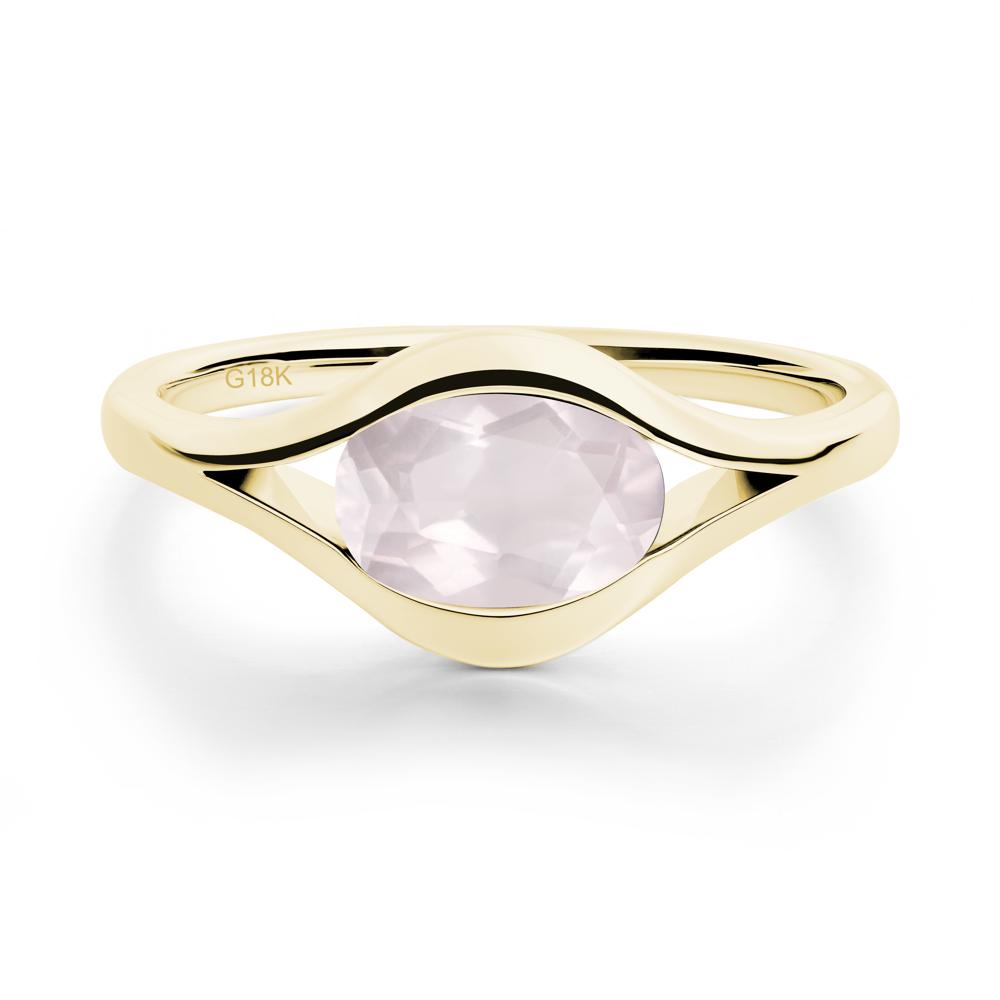 Oval Rose Quartz Evil Eye Ring - LUO Jewelry #metal_18k yellow gold