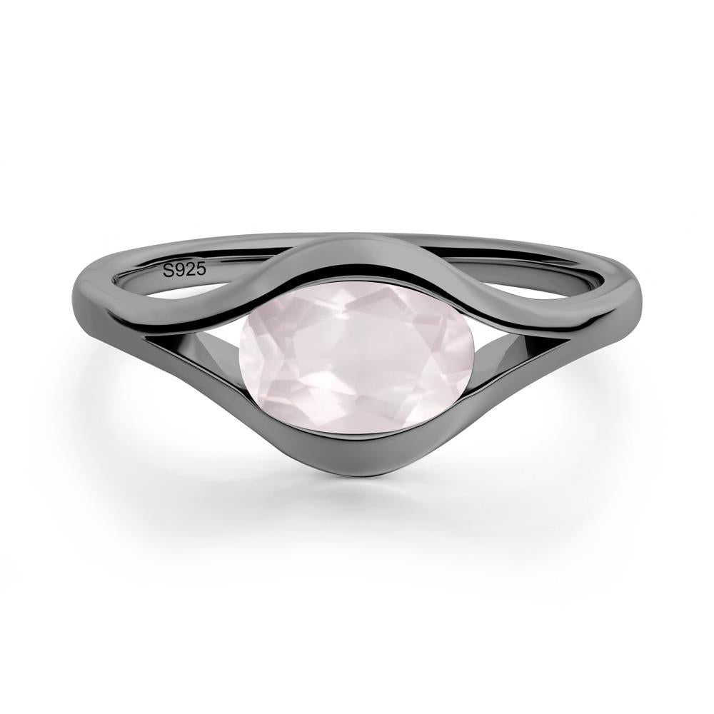 Oval Rose Quartz Evil Eye Ring - LUO Jewelry #metal_black finish sterling silver