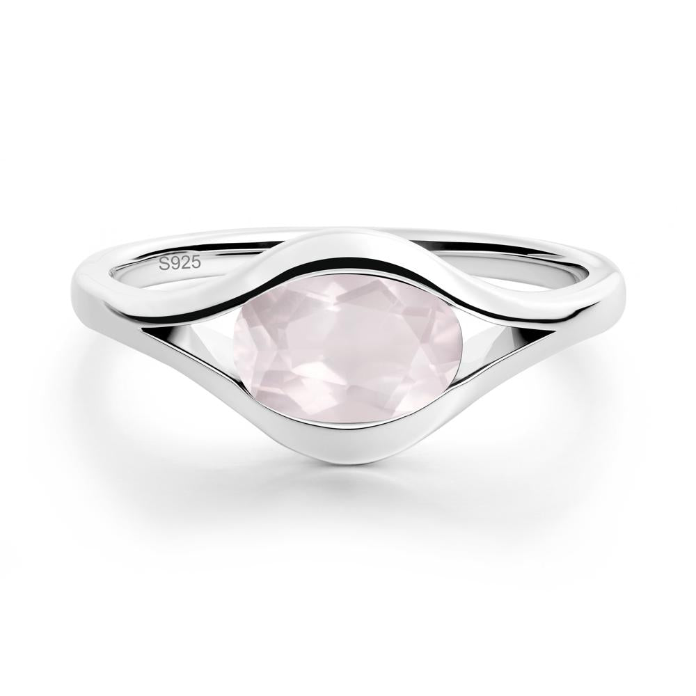 Oval Rose Quartz Evil Eye Ring - LUO Jewelry #metal_sterling silver